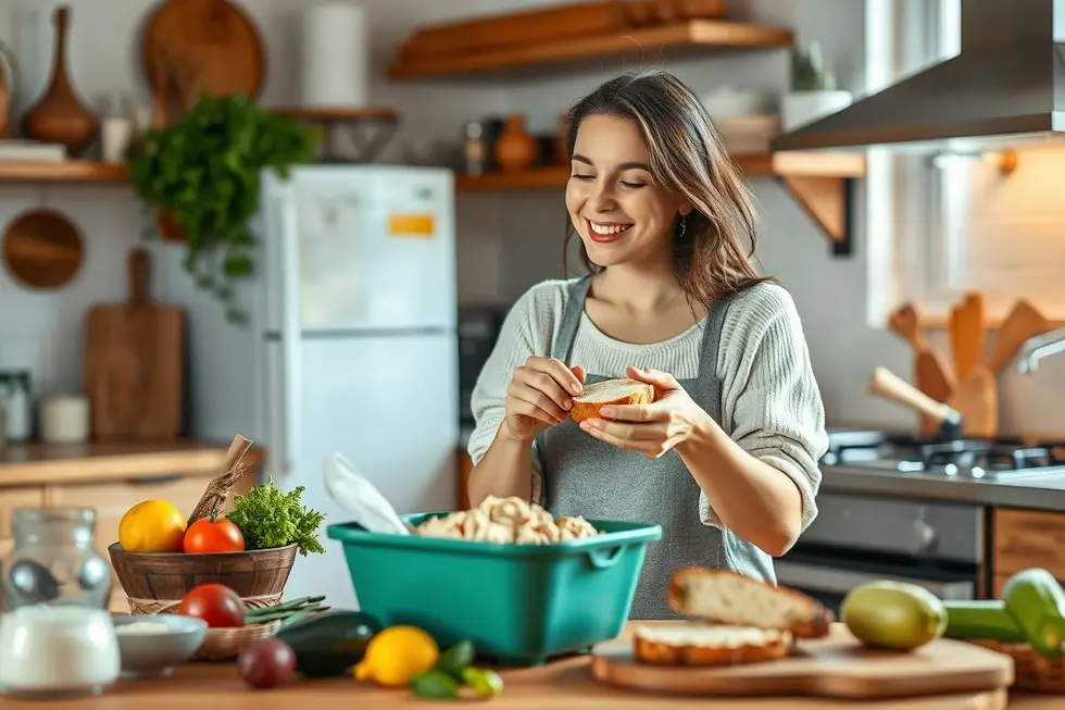 8 Deliciosas Receitas de Pão Low Carb Para Mulheres que Buscam Saúde 8 Mulher cozinhando pão low carb em um ambiente acolhedor.