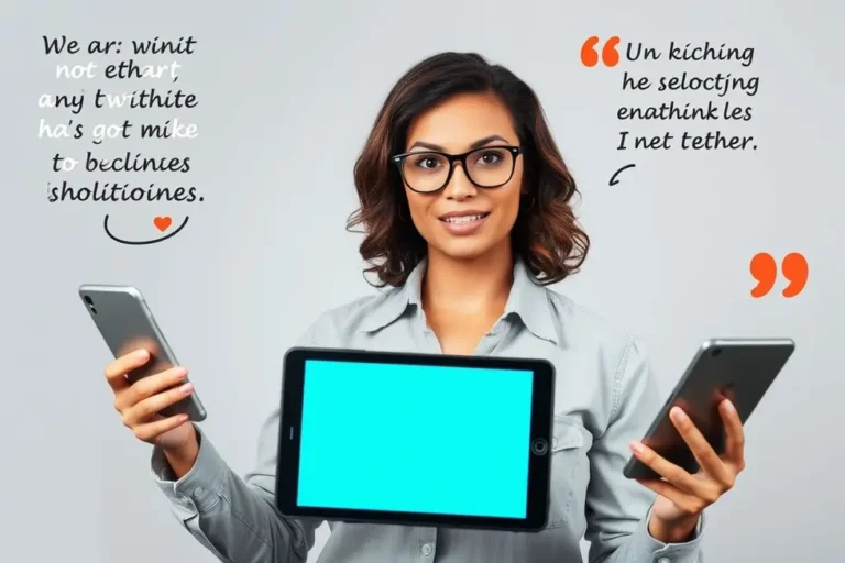 Mulher empreendedora apresentando sua marca com recursos digitais.