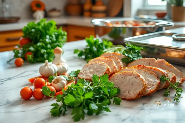 Ingredientes frescos e utensílios de cozinha prontos para preparar filé mignon suíno.