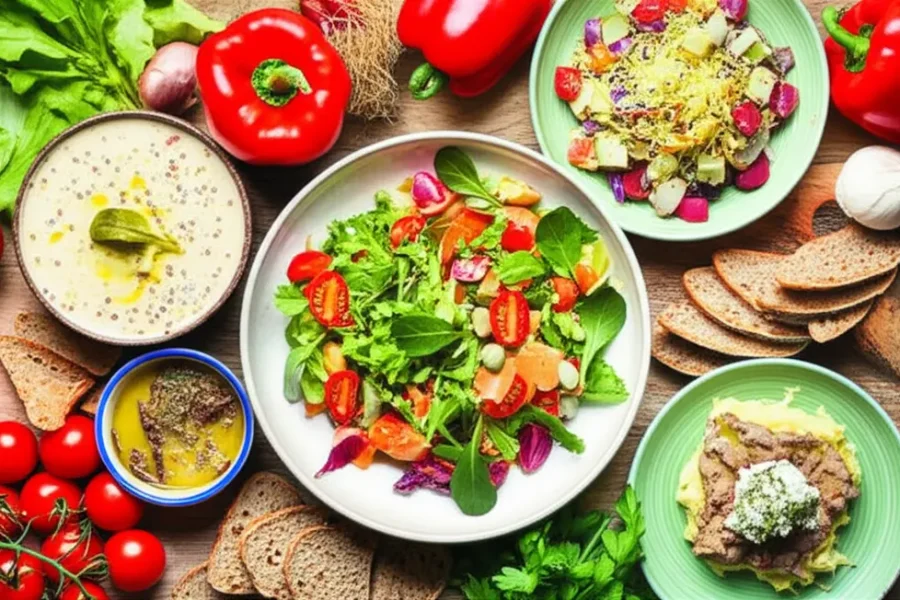 Diversas opções veganas saudáveis com requeijão de caju