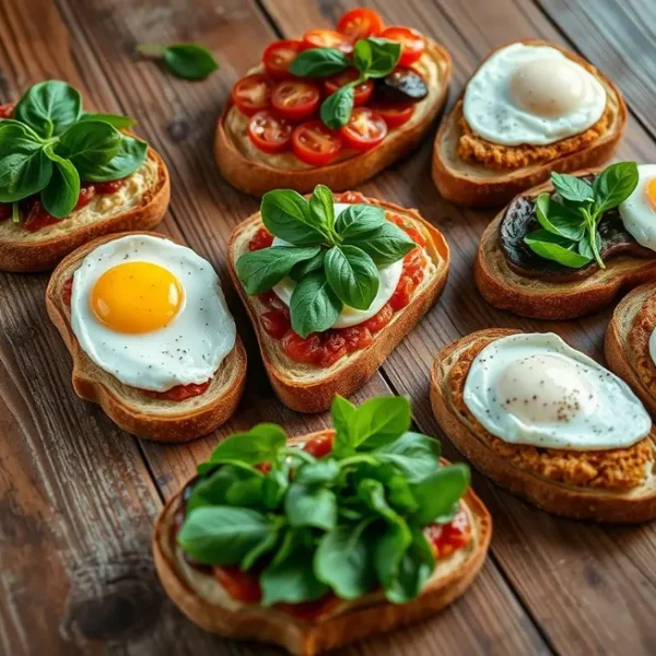 Seleção variada de torradas saudáveis.