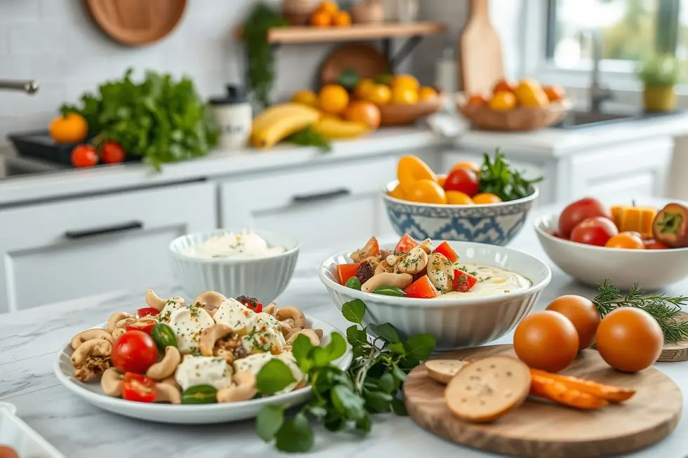Requeijão de Caju: 5 Receitas Práticas e Saudáveis para sua Alimentação Natural 8 Mesa de receitas saudáveis com requeijão de caju.