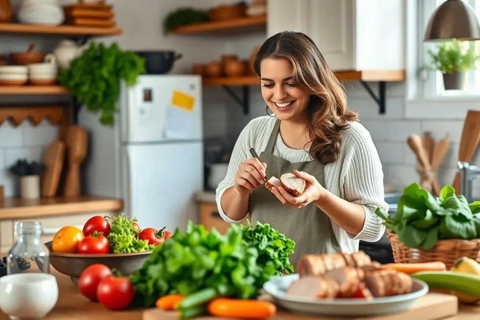 Filé Mignon Suíno: 7 Receitas Práticas e Irresistíveis para o Dia a Dia 8 Cozinha iluminada com uma mulher cozinhando filé mignon suíno.
