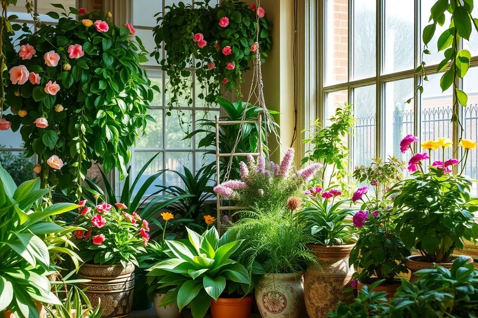 7 Plantas que Vão Transformar Seu Espaço em 2026 8 Jardim vibrante com plantas adequadas para ambientes domésticos.