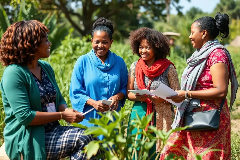 9 Práticas ESG que Toda Mulher Empreendedora Deve Conhecer 8 Reunião ao ar livre de mulheres empreendedoras sobre ESG.