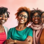 Grupo de mulheres unidas, simbolizando apoio na luta contra fibromialgia.