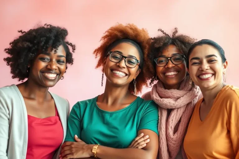 Grupo de mulheres unidas, simbolizando apoio na luta contra fibromialgia.