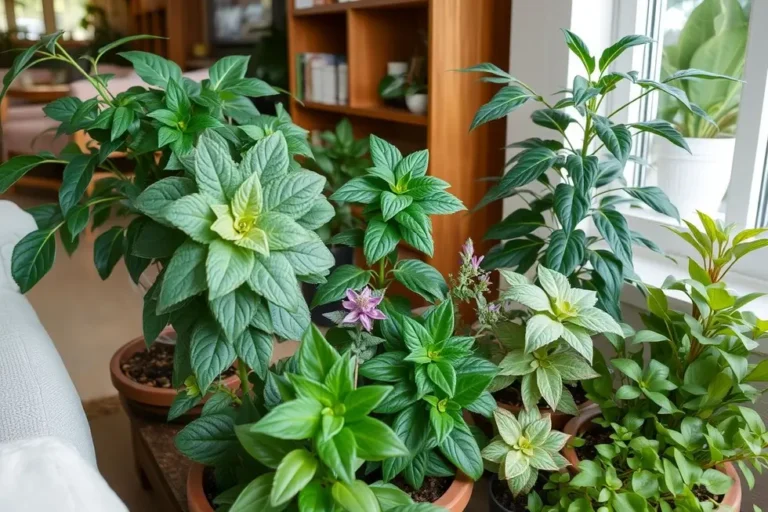 Espaço de jardim interno com diferentes plantas.