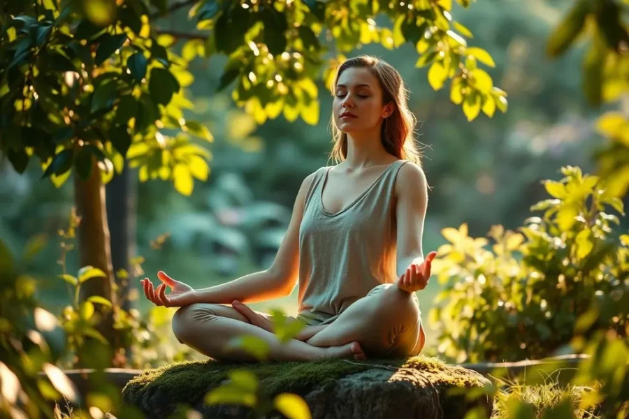 Mulher relaxando em um ambiente de spa representando saúde e bem-estar.