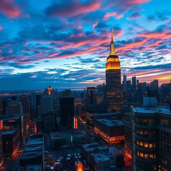Vista da cidade de Nova York com o Empire State Building.