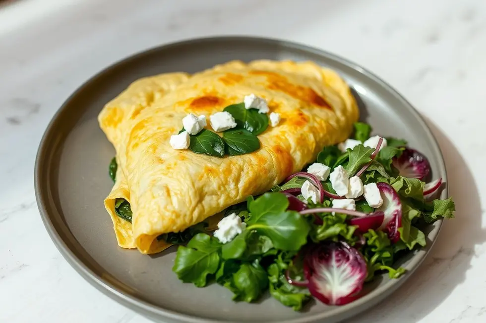 Receita 3: Omelete de Espinafre e Queijo Feta