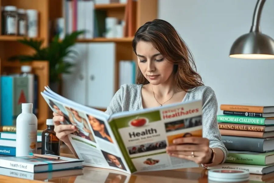 Mulher contemplando informações de saúde, simbolizando a busca por esclarecimento sobre Síndrome de Fournier.