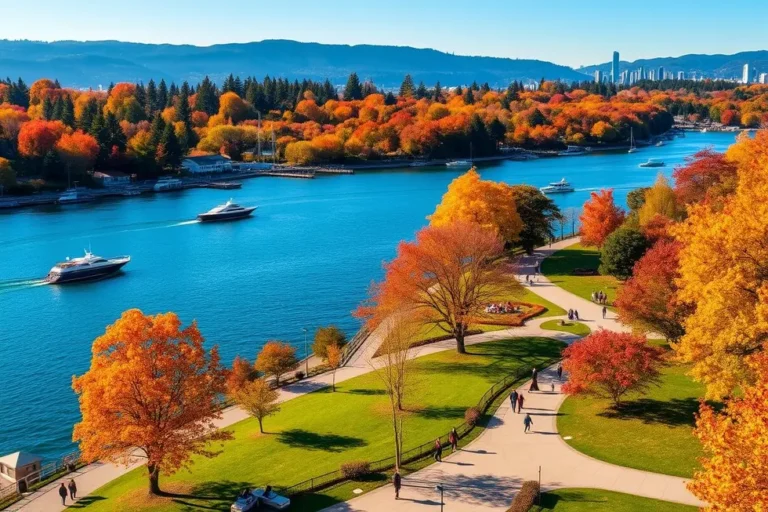 Vista panorâmica de Stanley Park mostrando suas belezas naturais.