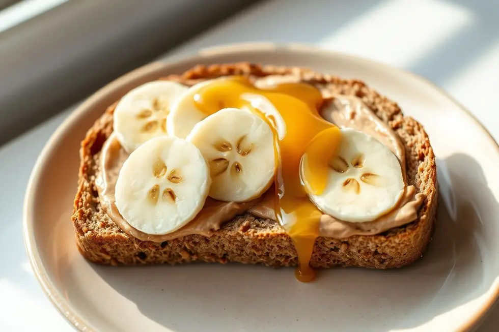 Torrada de Banana com Pasta de Amendoim