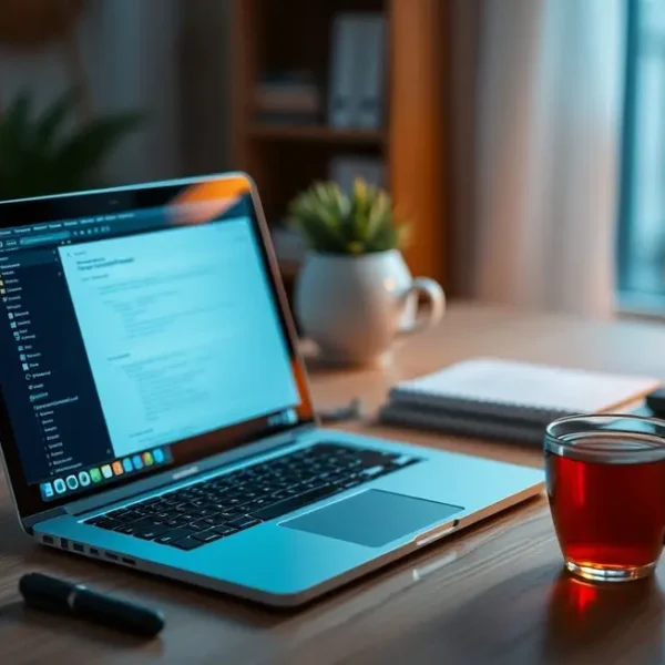Ambiente de escritório em casa acolhedor e produtivo.