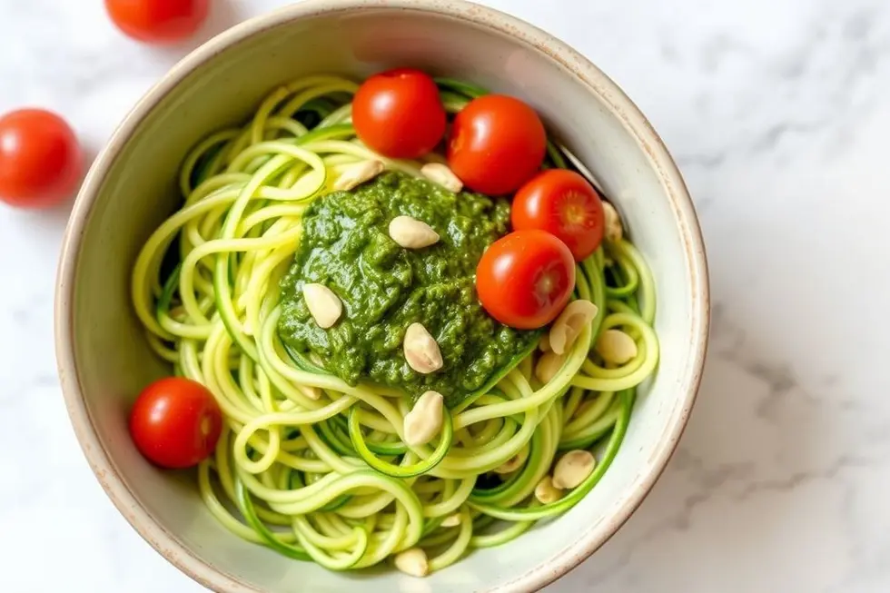 Espaguete de Abobrinha com Molho Pesto