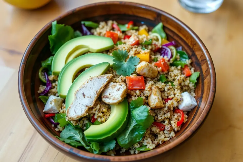 Salada de Frango com Abacate e Molho de Limão