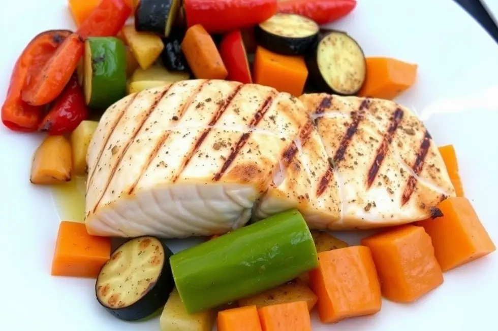 Salmão Grelhado com Legumes Assados