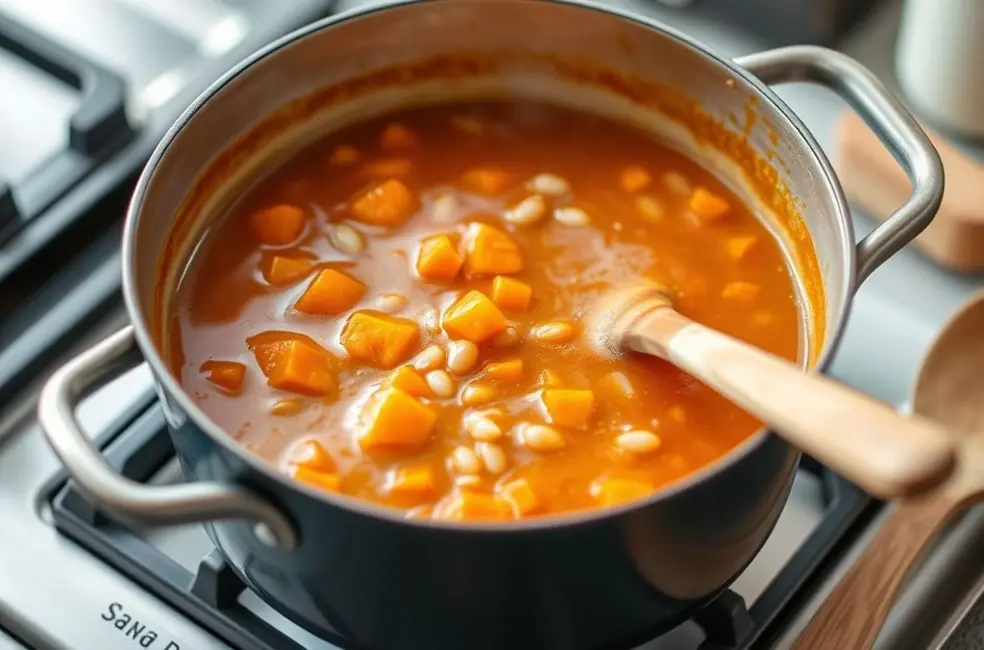 Sopa de Batata Doce e Feijão Branco: Uma Explosão de Nutrientes
