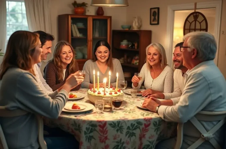 Grupo de amigas celebrando um aniversário em casa.