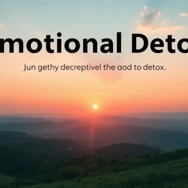 Paisagem serena com o amanhecer, representando o detox emocional.