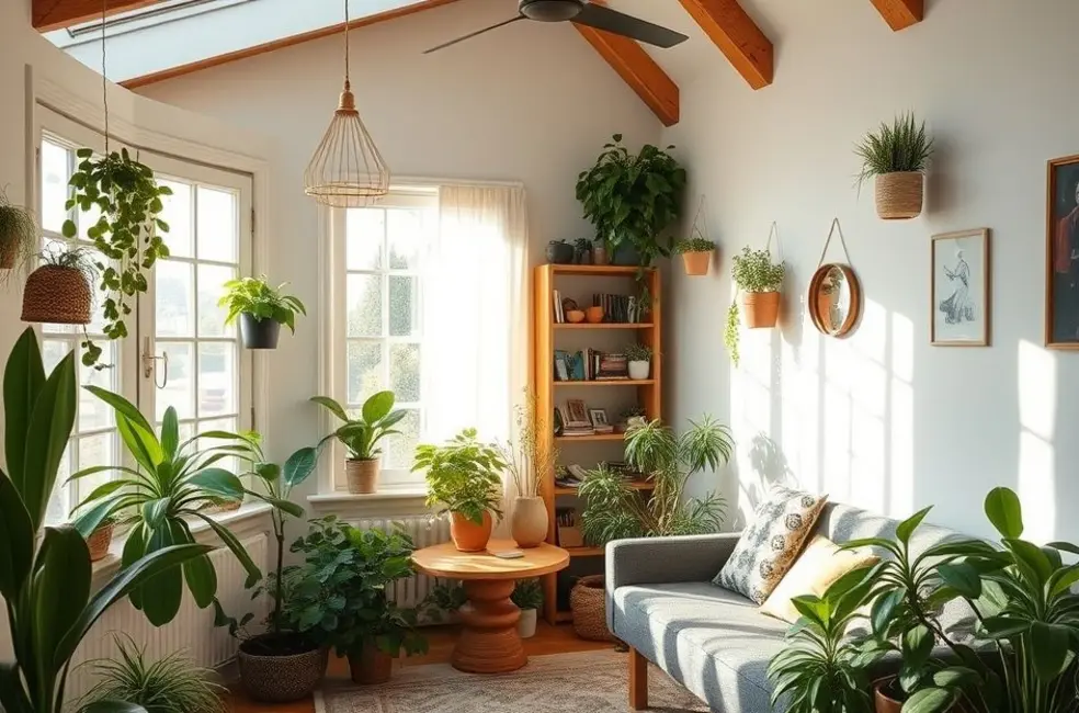 7 Dicas de Limpeza Energética Para Revitalizar Sua Casa 8 Casa harmoniosa, cheia de luz e plantas, simbolizando o bem-estar.