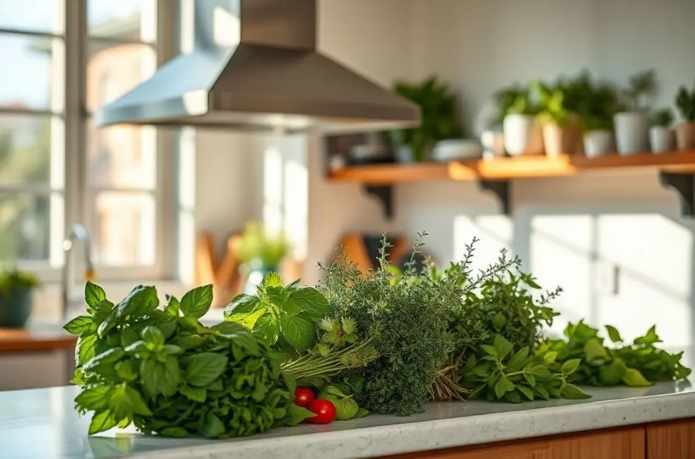 5 Razões Para Cultivar Sua Própria Horta de Temperos em Casa 8 Cozinha aconchegante recheada de ervas frescas.