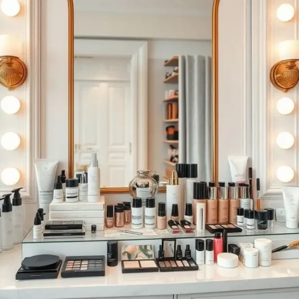 Um espaço de beleza estético e organizado, com decorações agradáveis.