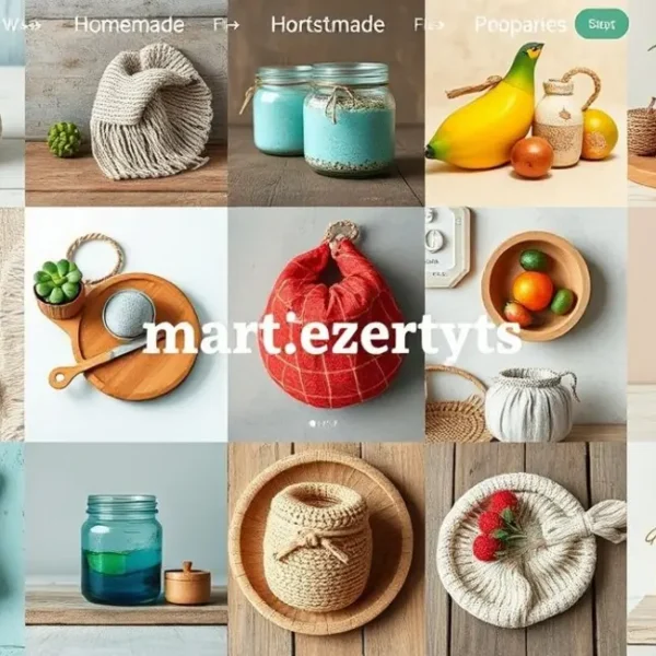 Colagem de diversos produtos caseiros bem fotografados.