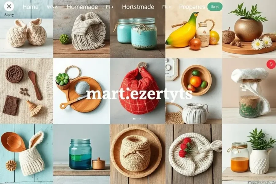 Colagem de diversos produtos caseiros bem fotografados.