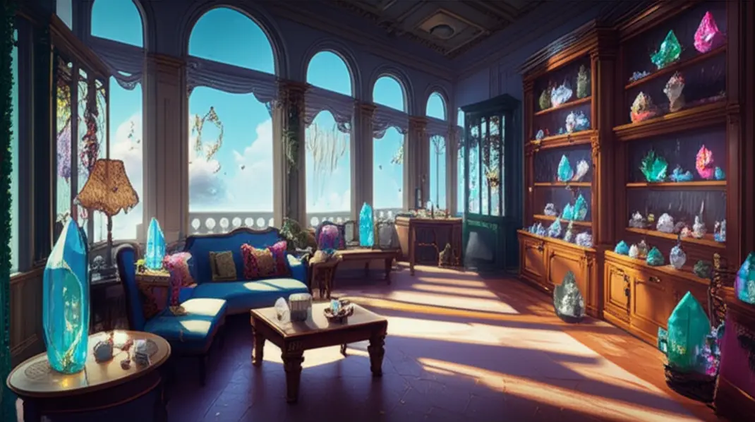 7 Maneiras de Incorporar Cristais na Decoração da Sua Casa 8 Ambiente interno acolhedor decorado com cristais.