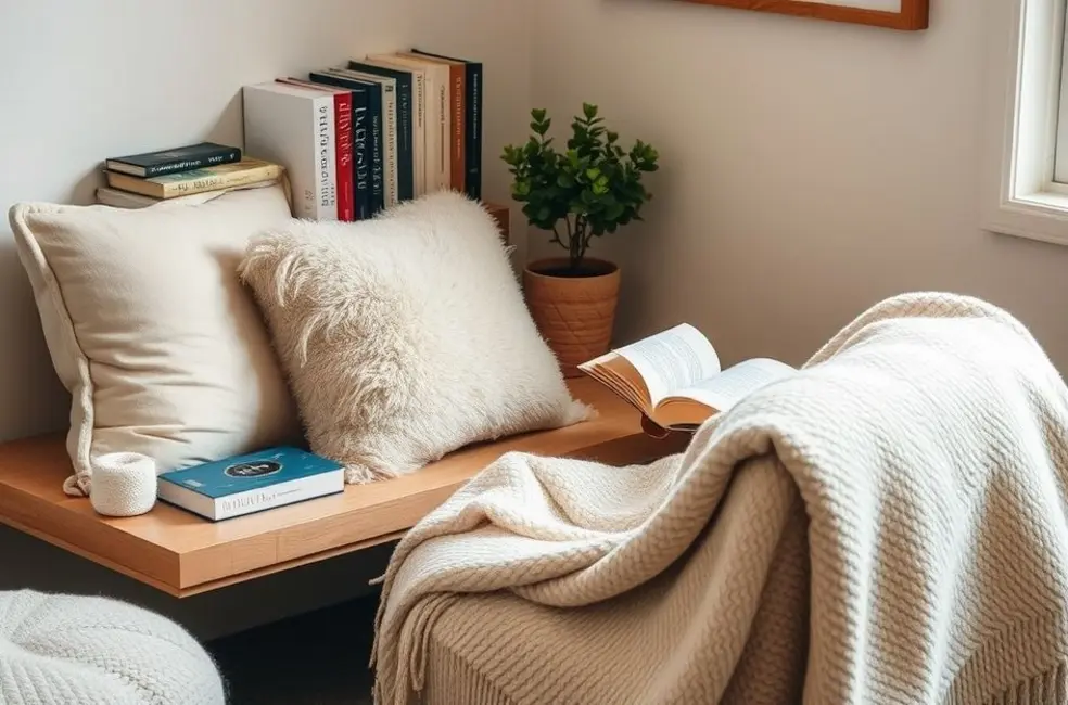 7 Dicas para Criar um Cantinho de Leitura Aconchegante e Inspirador 8 Cantinho de leitura com elementos acolhedores.