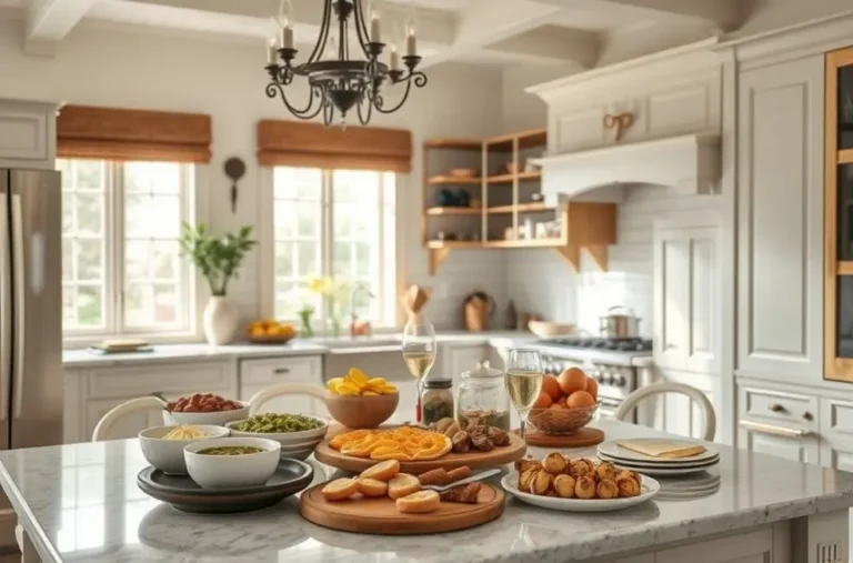 Ambiente acolhedor da cozinha com patês caseiros prontos para servir.