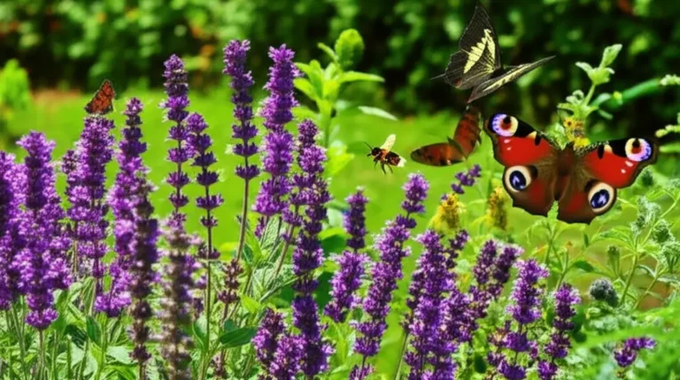 Uma vista exuberante de uma horta de temperos cheia de vida.
