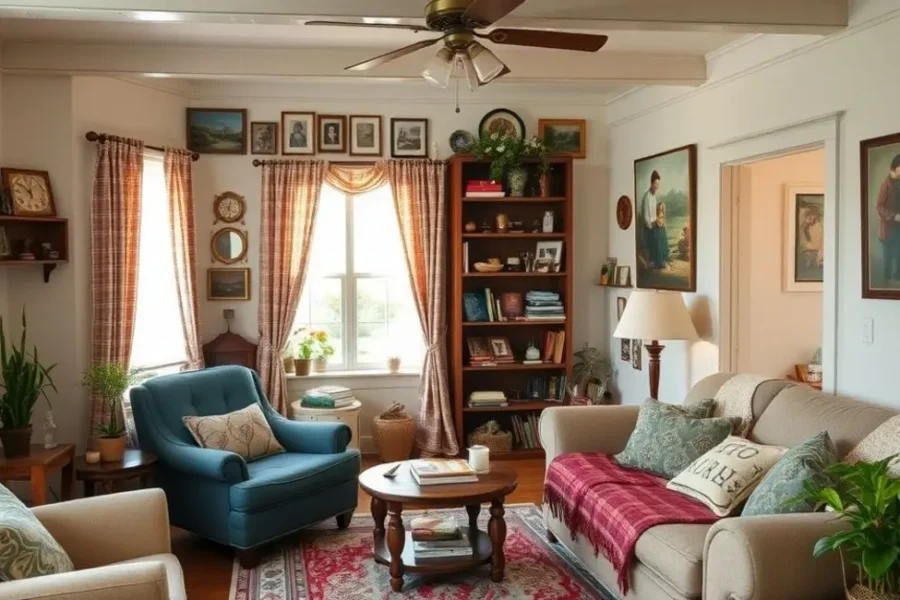 Decoração de casa acolhedora com itens de memórias.