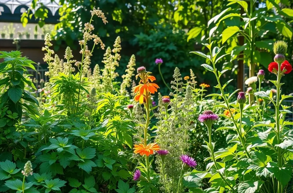 6 Ervas Aromáticas para Cultivar na Sua Horta Urbana e Transformar Seus Pratos 8 Horta urbana vibrante cheia de ervas.