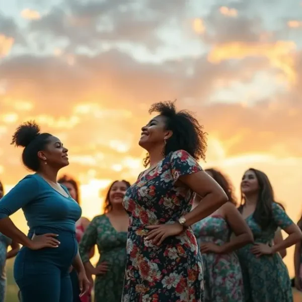 Grupo de mulheres juntas, simbolizando força e empoderamento.
