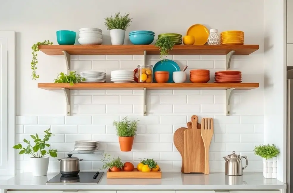 Organize com Estilo: Use Prateleiras Abertas