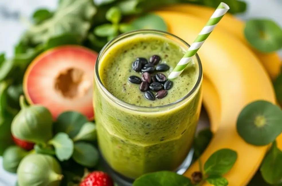 Smoothie de Açaí com Espinafre e Banana