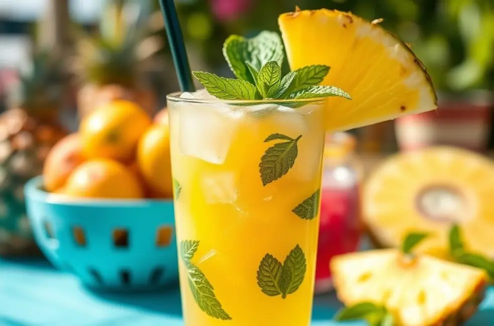 Uma Explosão de Sabor: Suco de Abacaxi com Hortelã