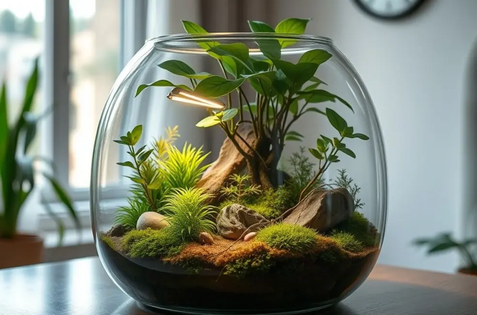 Terrário em Frasco de Vidro: Natureza em Pequenos Detalhes