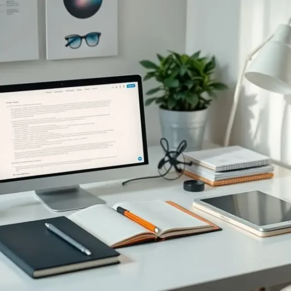 Ambiente de trabalho calmo e organizado para mulheres.