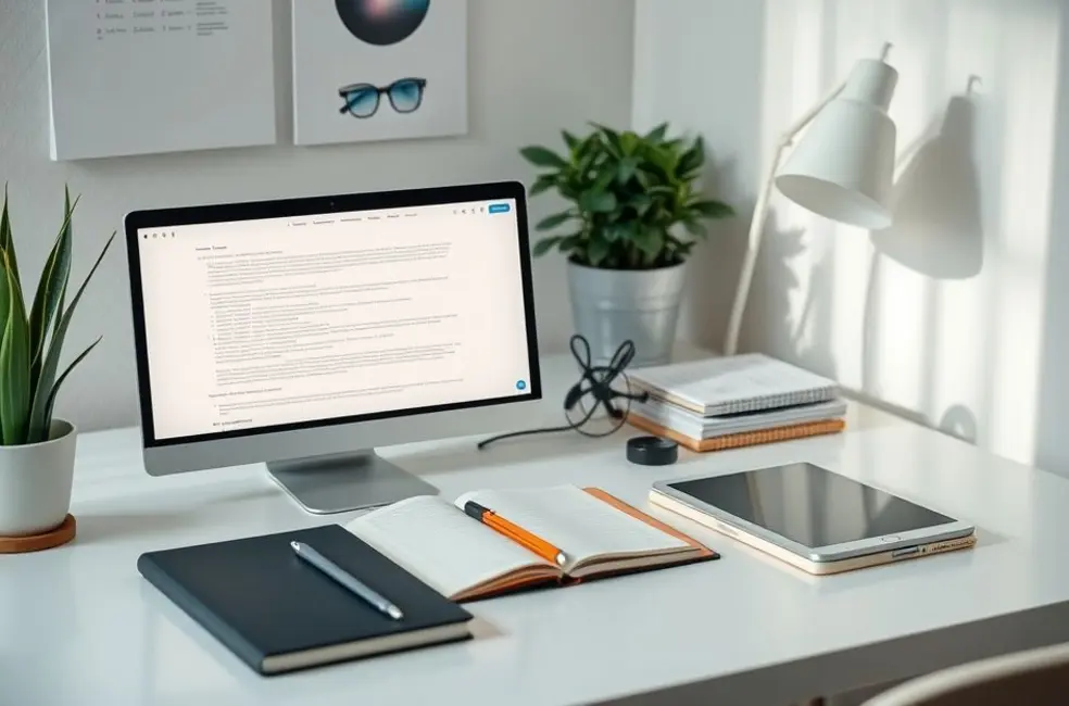 Ambiente de trabalho calmo e organizado para mulheres.