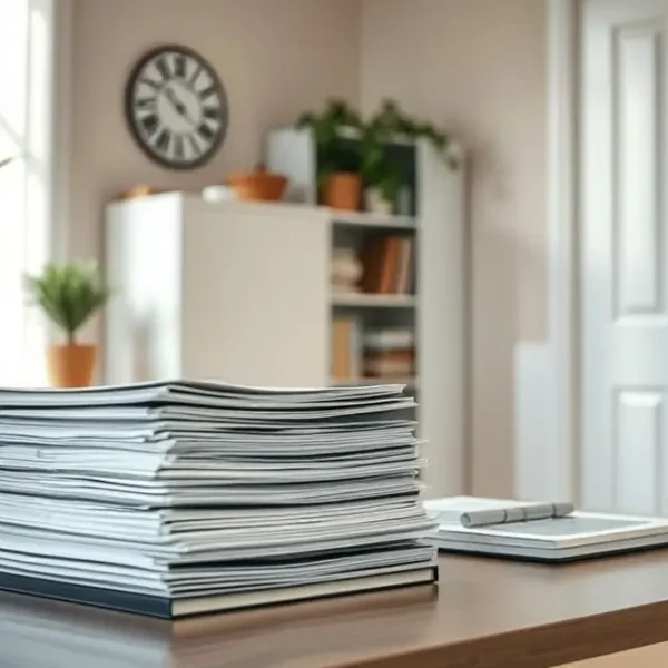 Imagem de um ambiente doméstico acolhedor e com documentos organizados.