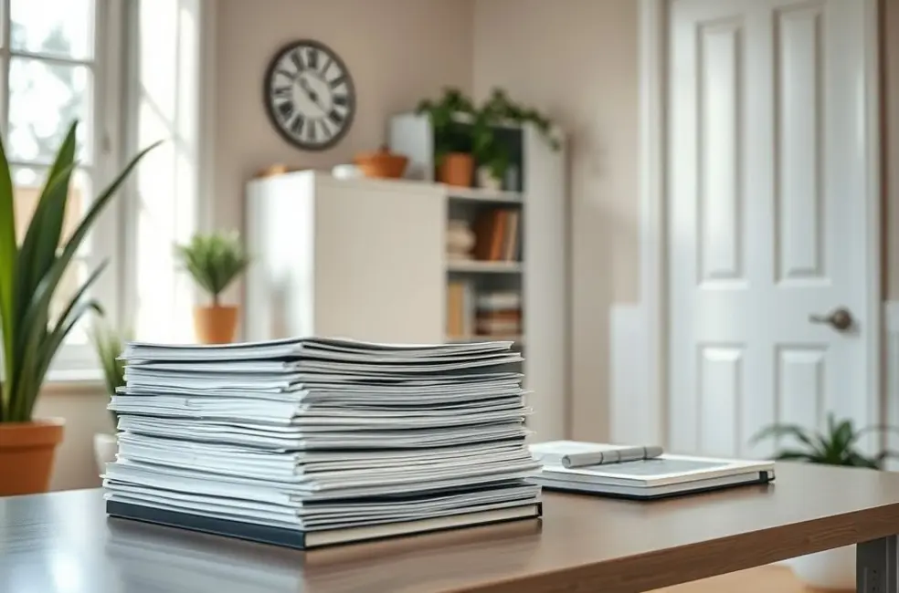 7 Estratégias Práticas para Organizar Documentos e Melhorar Sua Rotina 8 Imagem de um ambiente doméstico acolhedor e com documentos organizados.