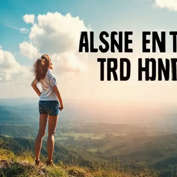 Mulher olhando confiante para um futuro promissor.