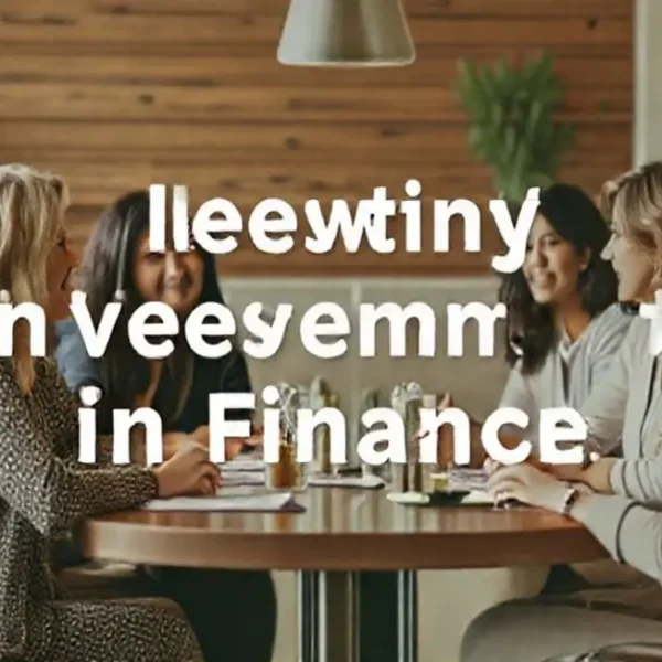 Grupo de mulheres conversando sobre investimentos em uma mesa.