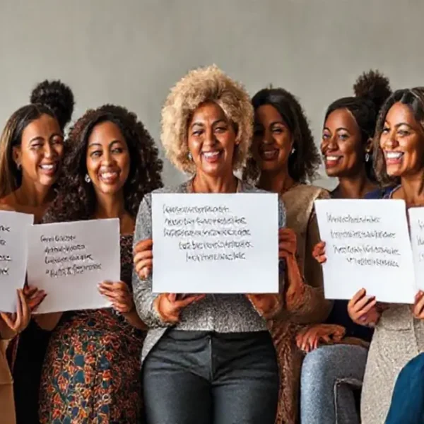 Mulheres unidas compartilhando histórias de sucesso em investimentos.