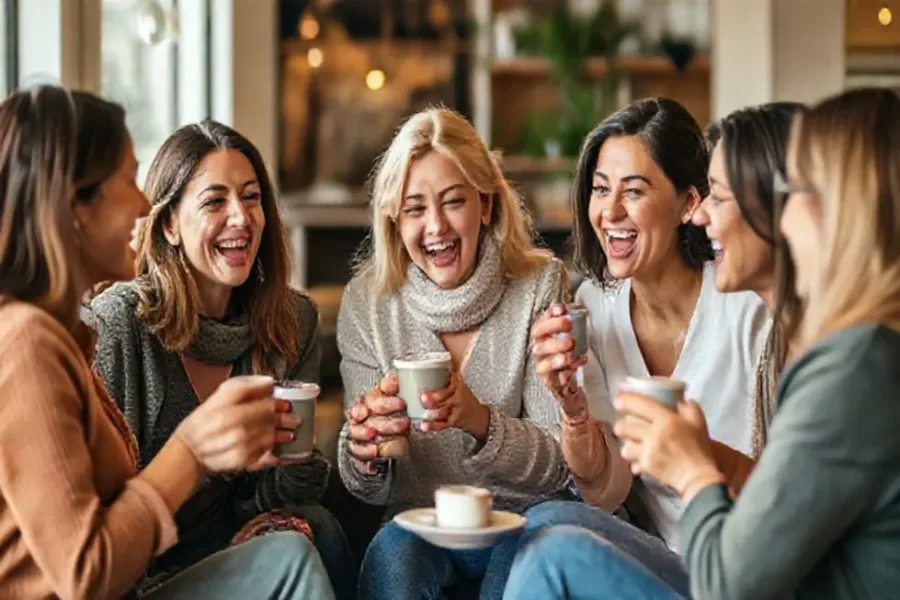 Grupo de mulheres discutindo investimentos e finanças.