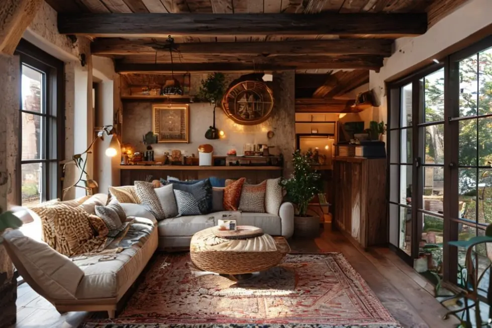 Interior de uma casa aconchegante e decorada de forma harmoniosa.